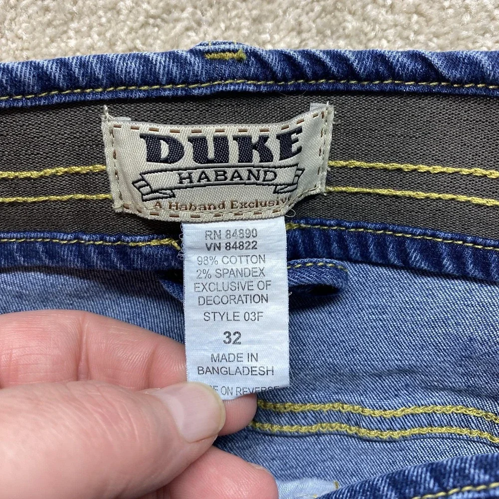 Duke Haband Shorts Mens 32 Denim Stretch Jean‎ Casual Relaxed Fit Knee Length